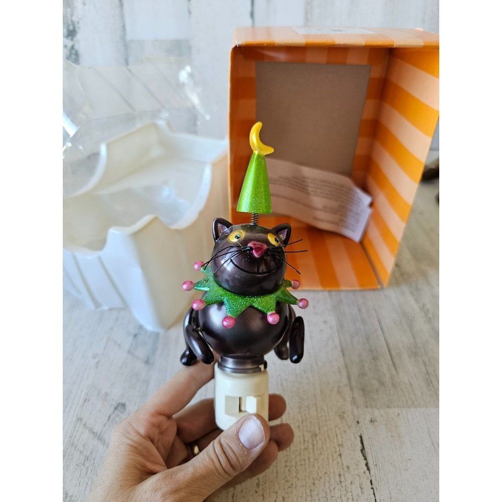 Dept 56 cat Halloween wiggle night light‎ plug in unique vintage new